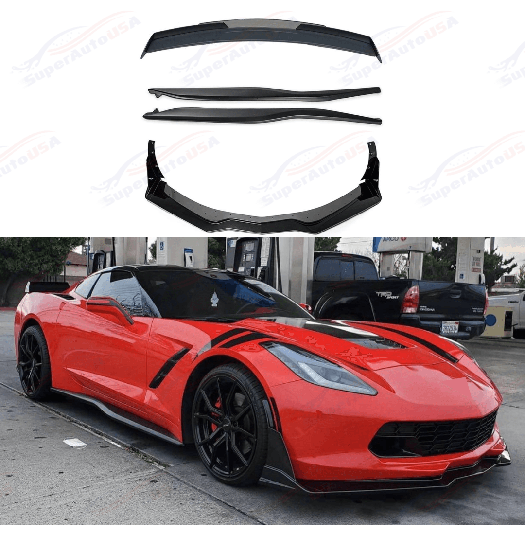 Fits Corvette C7 Stage 3.5 Front Lip Side Skirts Rear Spoiler Full