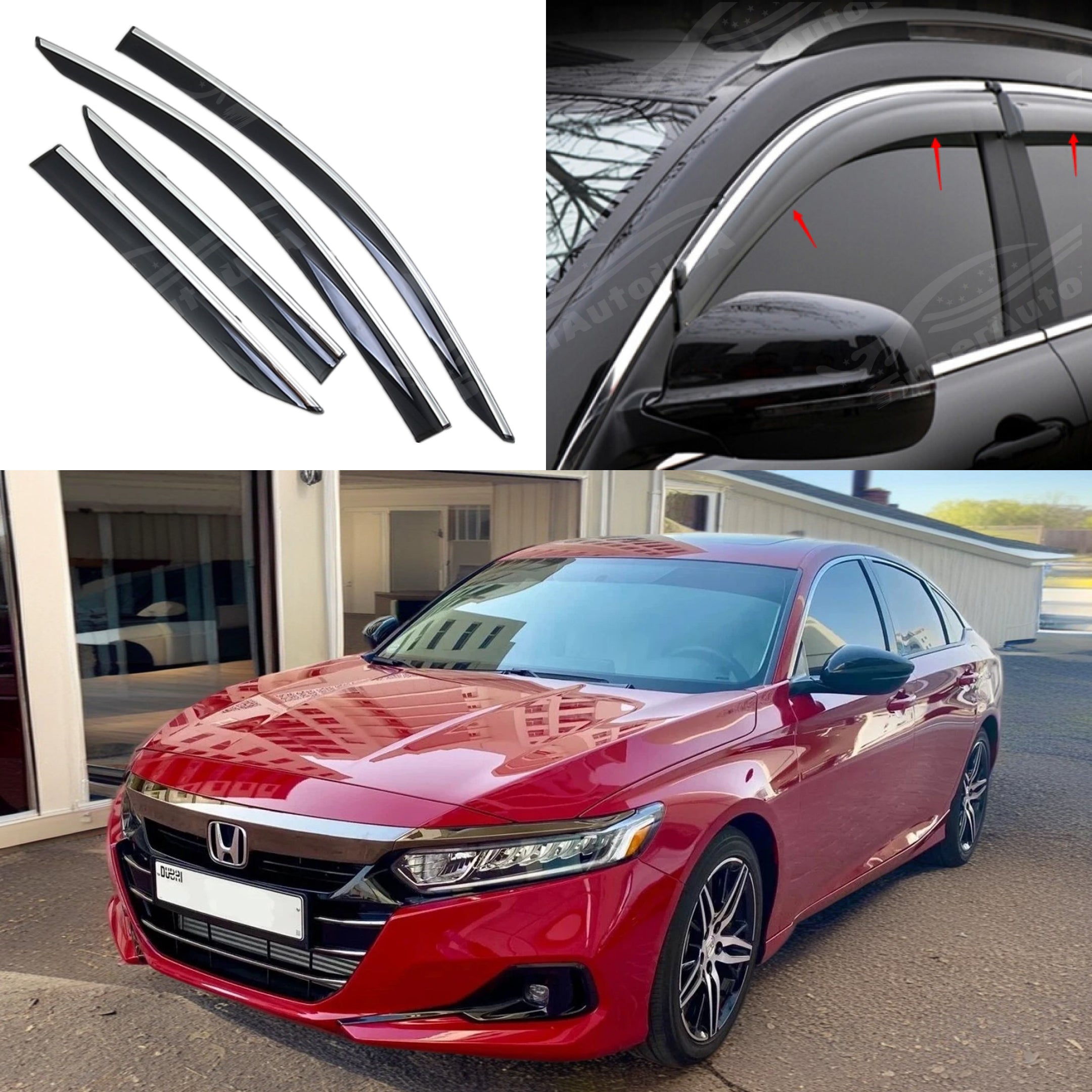 Dark Smoked Vent Window Visors For Honda Accord 2018-2023 – 4-Piece Rain Guard Set
