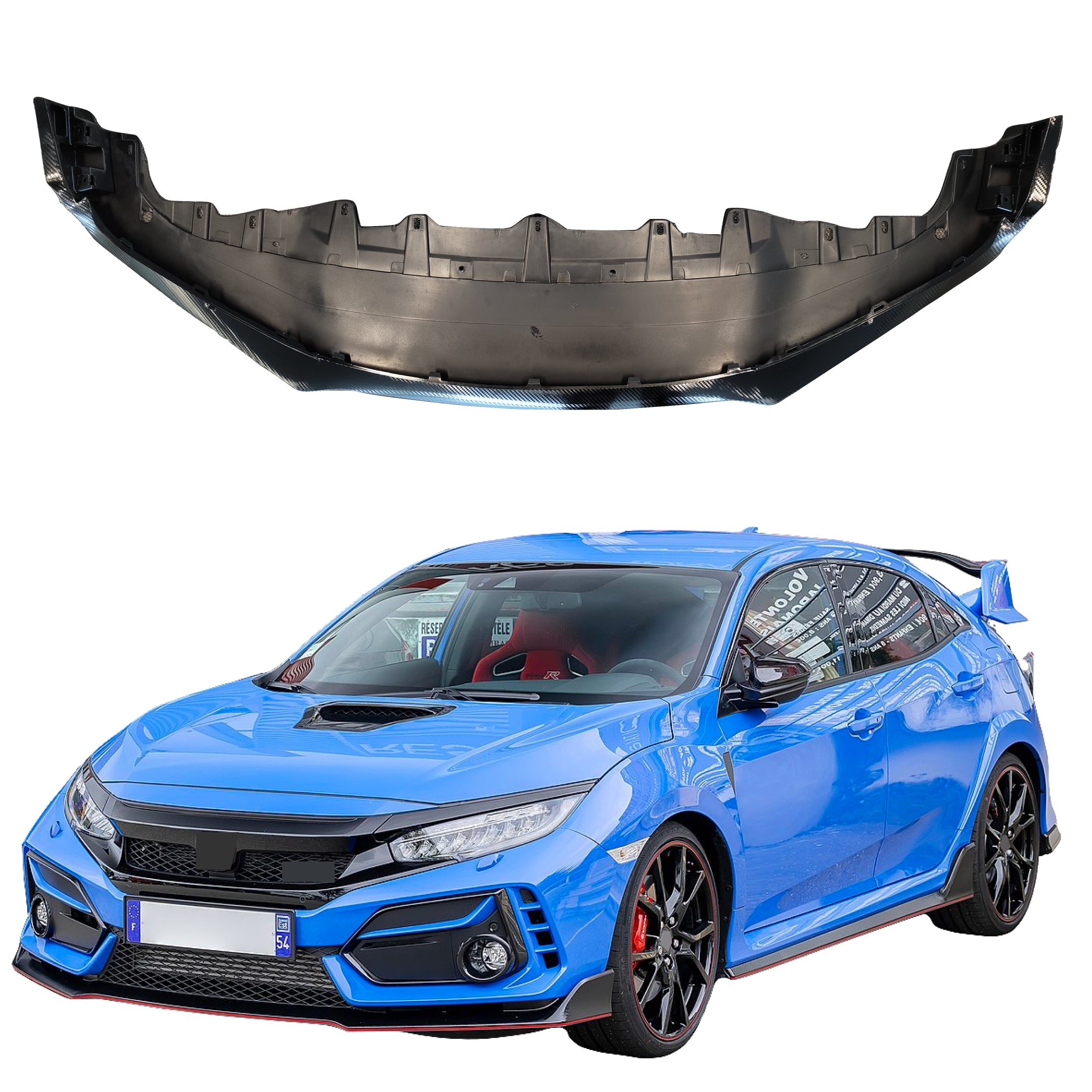 Carbon Fiber Print Front Splitter Spoiler Lower Bumper Lip For 2017-2021 Honda Civic Type R Hatchback | SuperAutoUSA Carbon Fiber Print Front Splitter Spoiler Lower Bumper Lip For 2017-2021 Honda Civic Type R Hatchback | SuperAutoUSA