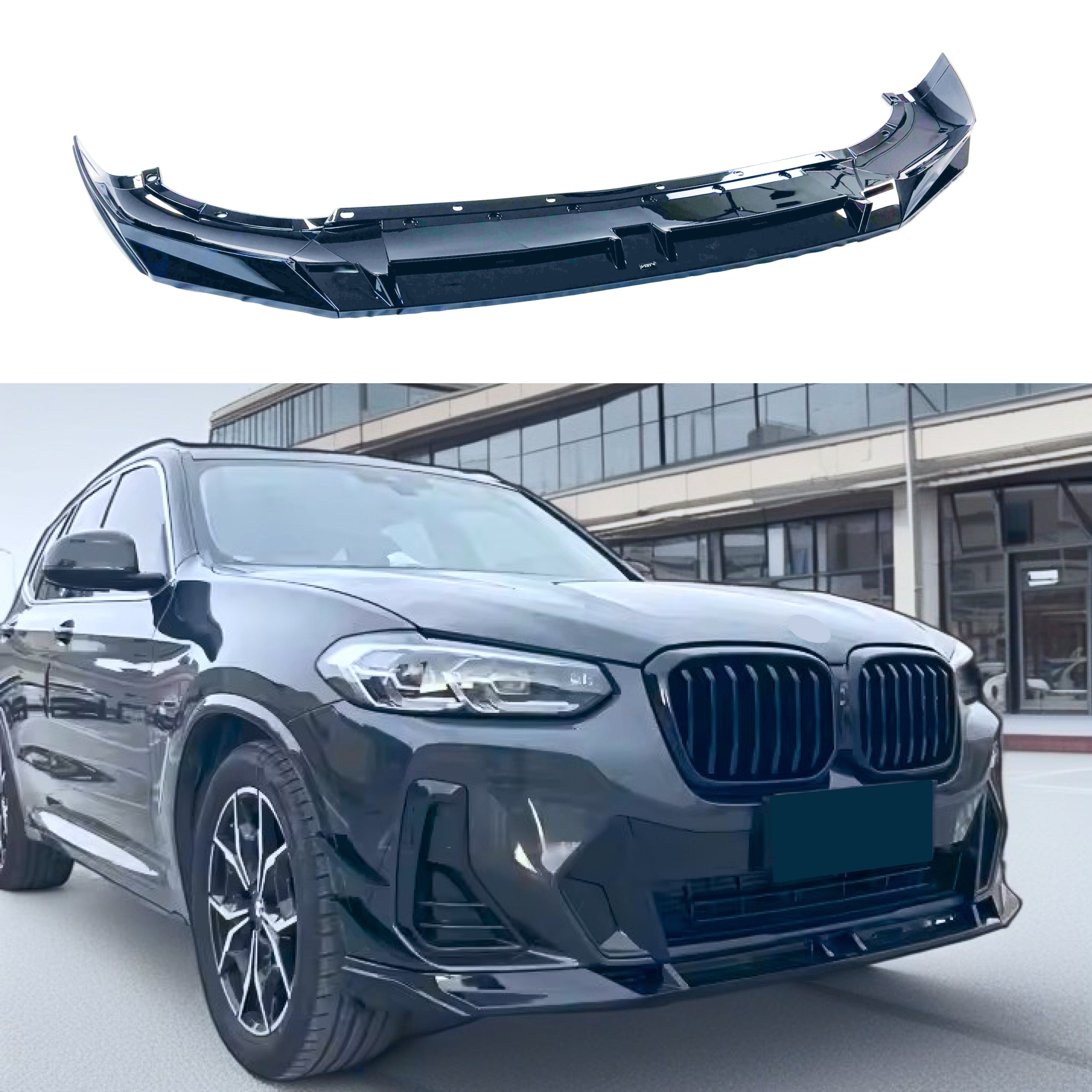 Gloss Black Front Bumper Lower Lip Spoiler For BMW 7 Series G70 M-Tech 2024 - 3 Piece Kit