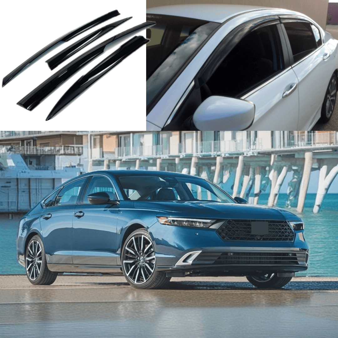 JDM Wavy Mugen-Style Window Visors / Rain Guards For 2023+ Honda Accord Sedan – 4Pcs Black