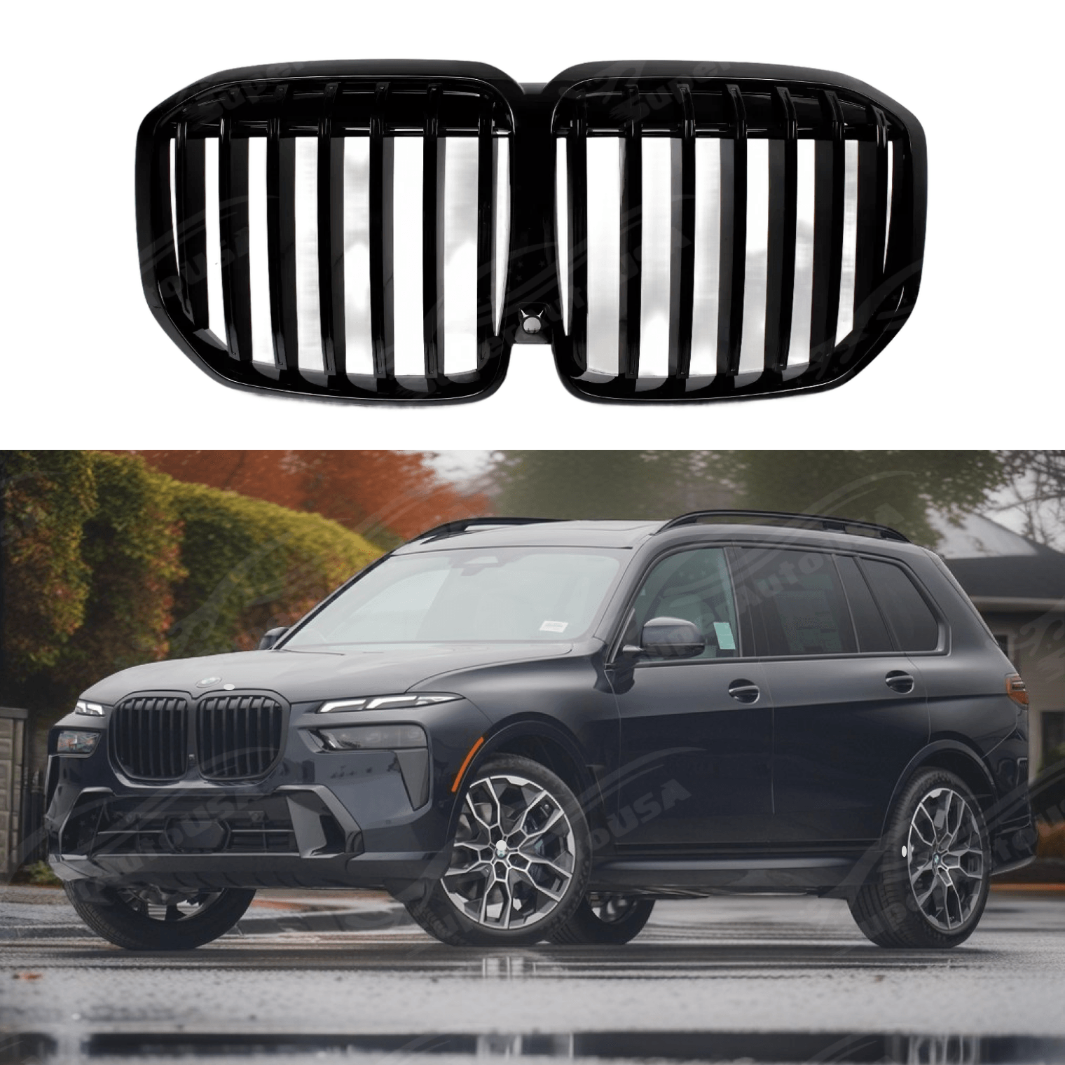 Fits BMW X7 SUV 2023-2025 LCI Gloss Black Front Upper Ornamental Grill ...