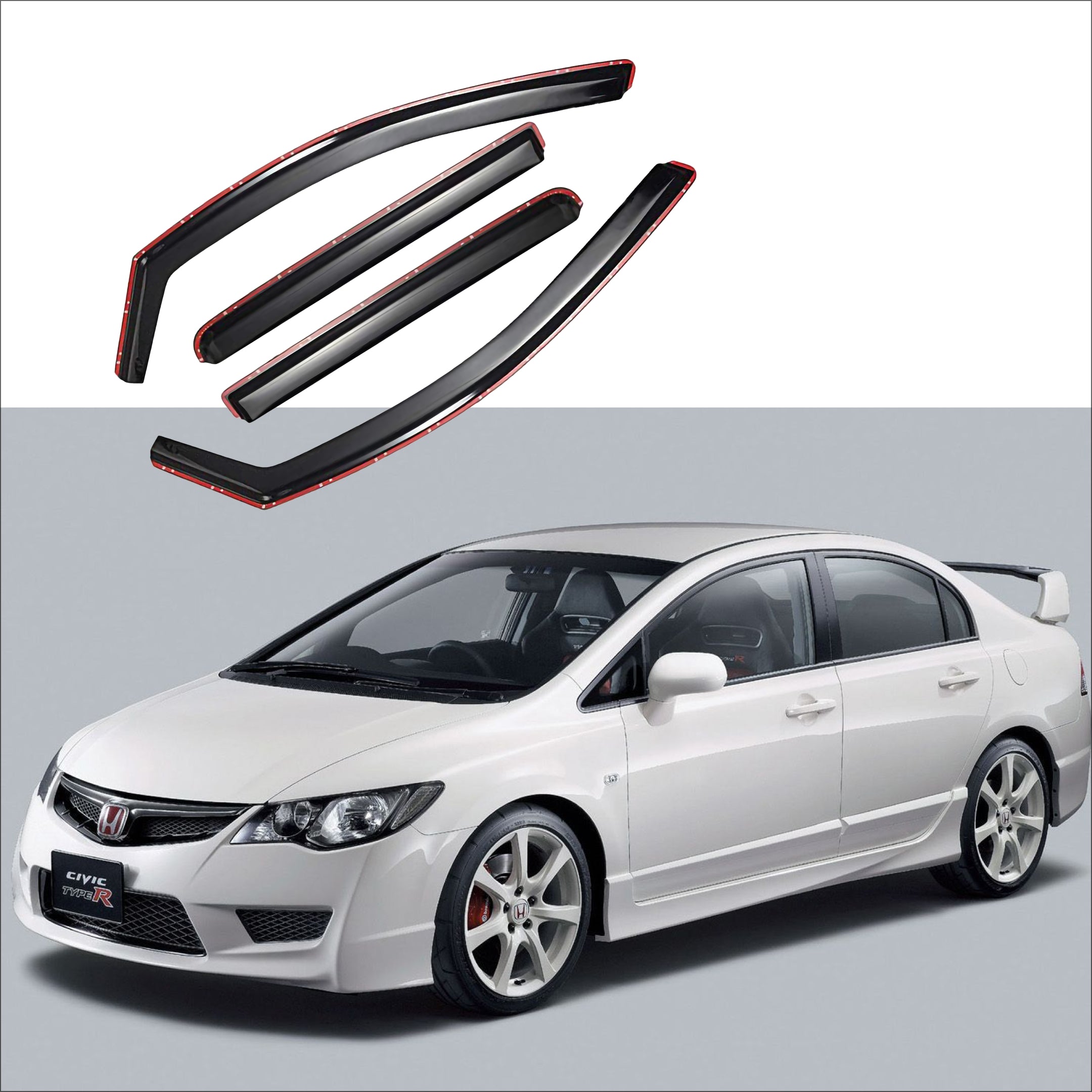 Viseras Deflectoras Para Ventanas De Honda Civic 2012-2015 | Estilo 3D Cup, Ahumadas, Paquete De 4 Piezas
