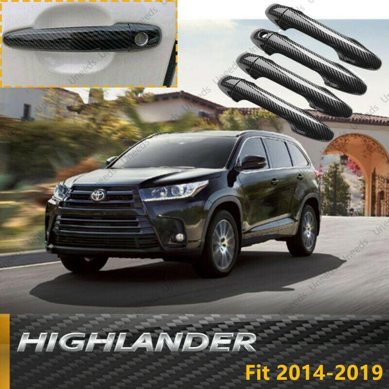 Fit 20142019 Toyota Highlander Door Handle Cover (Carbon Fiber Print) SuperAutoUSA
