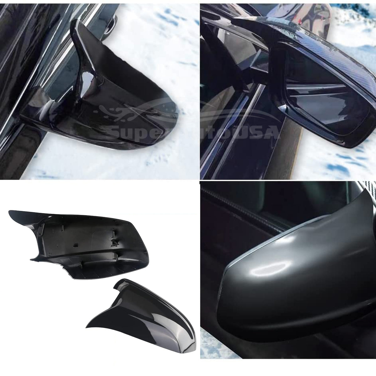 Rhyming Glossy Black Rearview Mirror Cover Side Mirror Caps Car