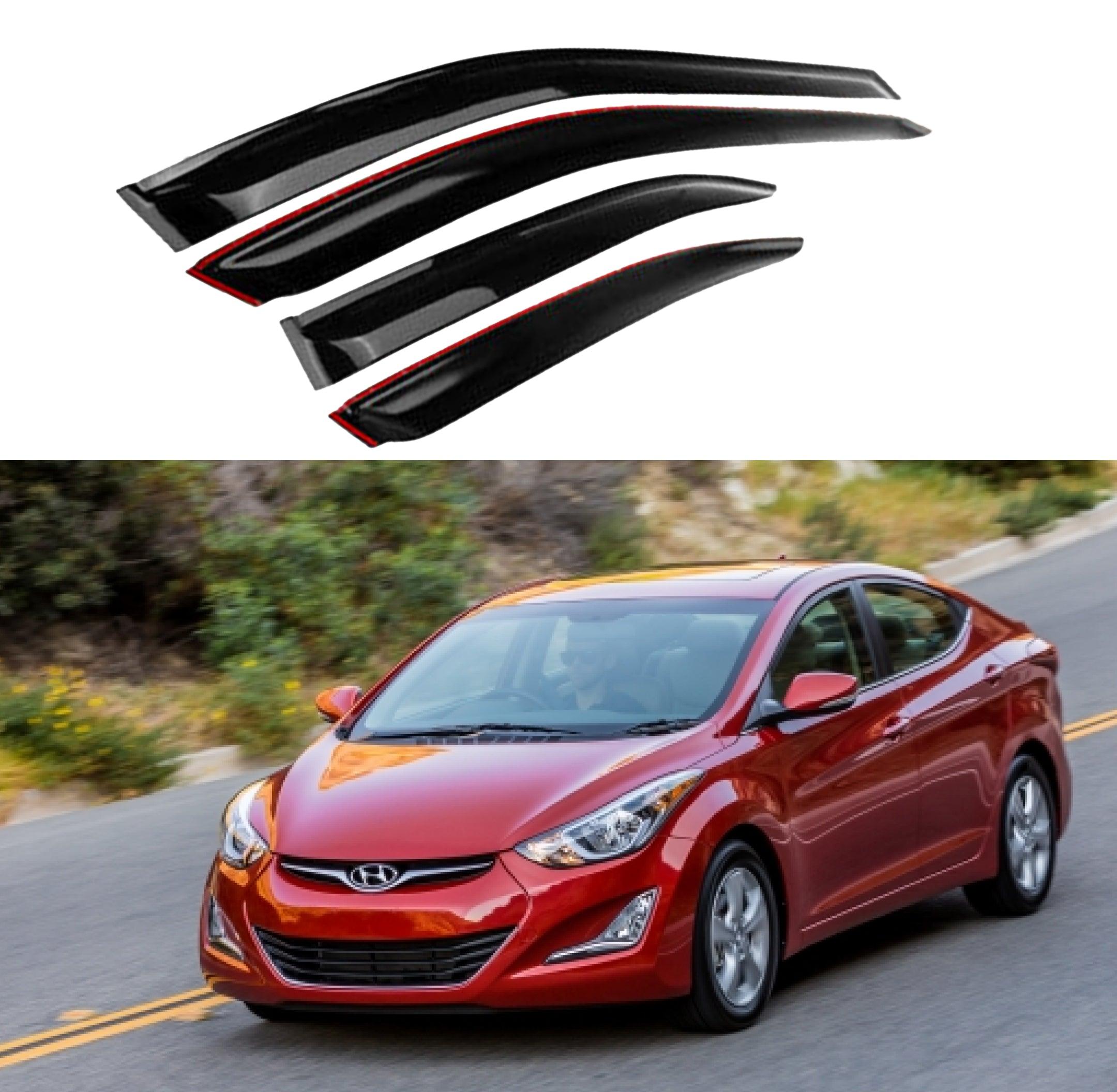 Lightronic Deflettori Parapioggia Per Hyundai Elantra Berlina 2011-2016 - Montaggio Esterno - Fumo Scuro