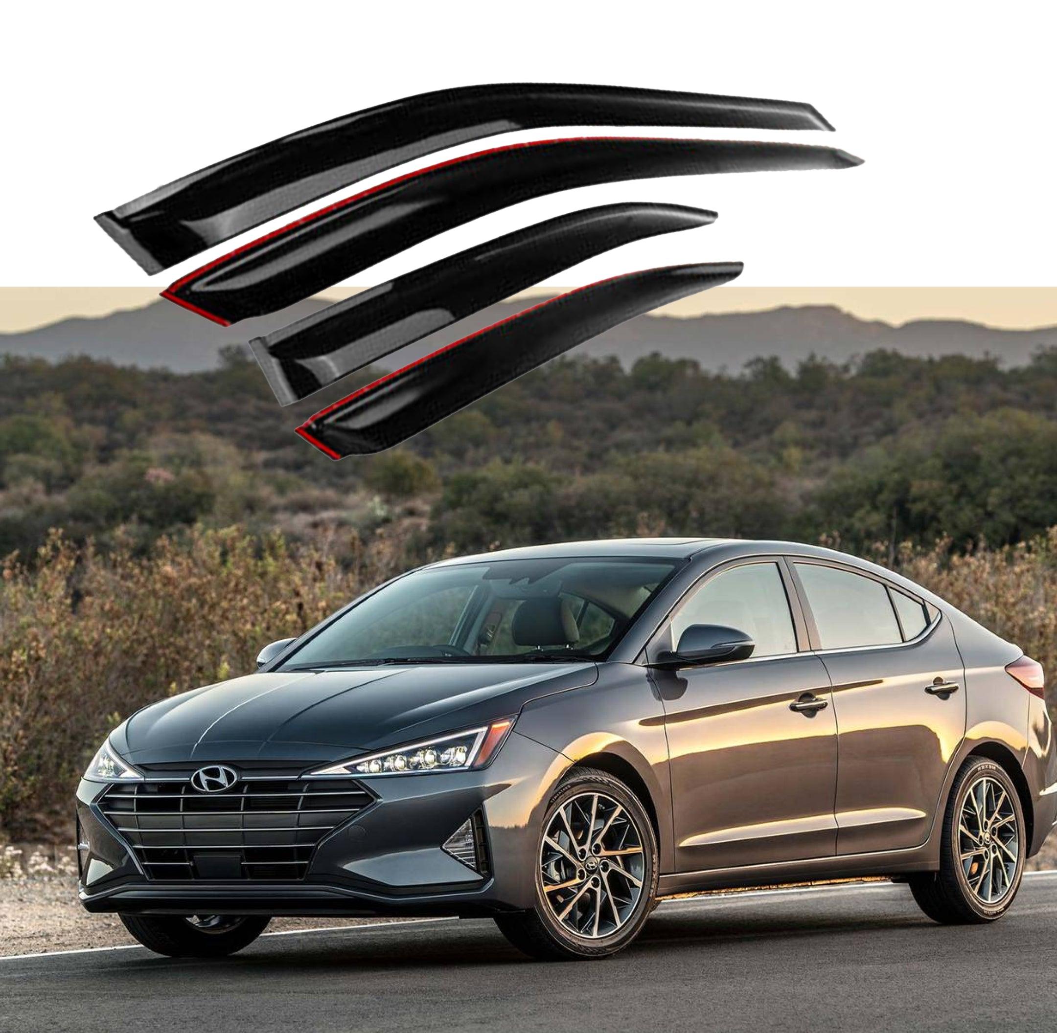Voron Glass In-Channel Rain Guards For Hyundai Elantra 2017-2020 Sedan - 4-Piece Window Deflector Set, Blocks Rain & Sun, Easy No-Tool Install