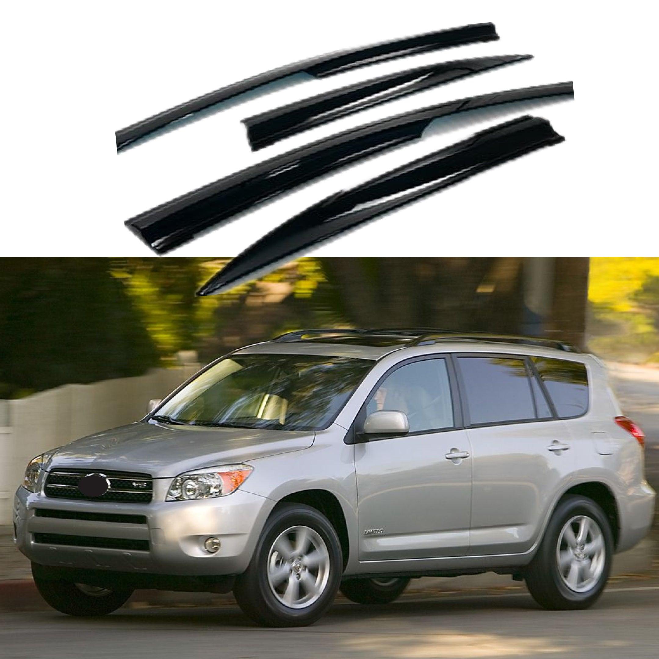 Juego De 4 Deflectores De Lluvia Para Toyota RAV4 2006-2012 – Estilo Ondulado 3D, Adhesivos Y Negros