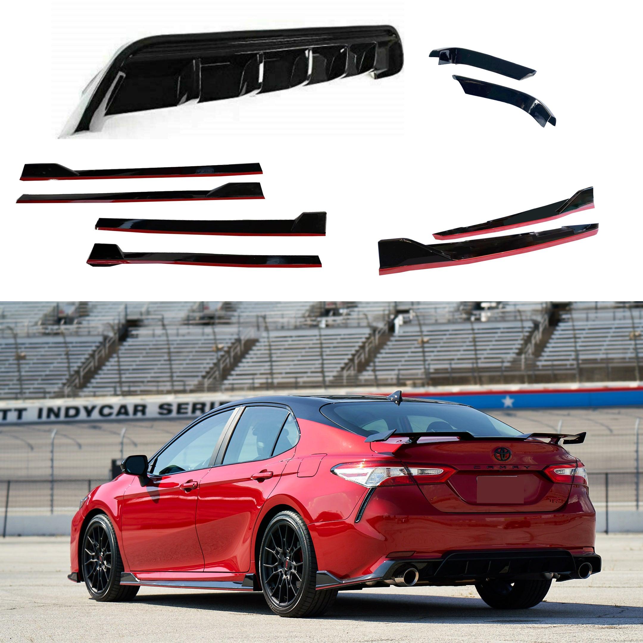 TRD-Style Rear Bumper Side Corner Splitters – Fits Toyota Camry SE/XSE 2018-2024, Black & Red