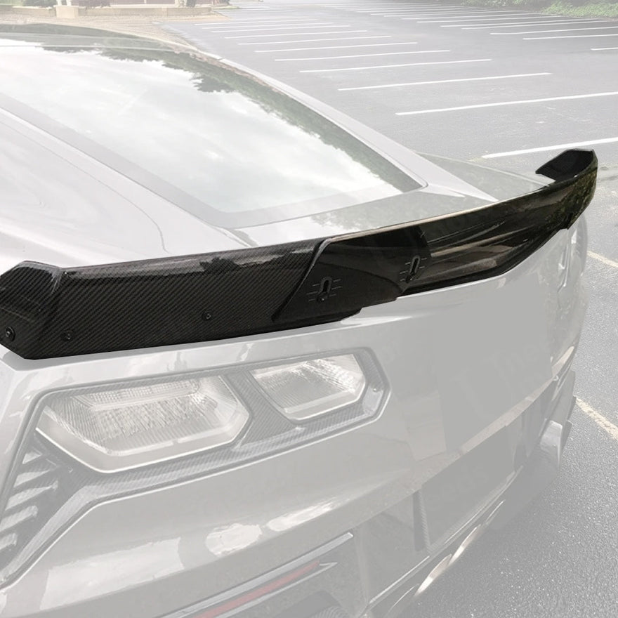 Chevrolet C7 Corvette Gloss Black Rear Trunk Lip Spoiler Wing with Gurney Flap @loganbirchfield