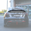 SuperAutoUSA VTEN style gloss black rear trunk spoiler installed on a Tesla Model Y
