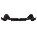 Direct rear view highlighting the aggressive lower fin layout and exhaust cutouts of the SuperAutoUSA diffuser