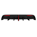 Direct rear view highlighting the aggressive vertical aero fins and central F1-style LED light on the Model 3 bumper