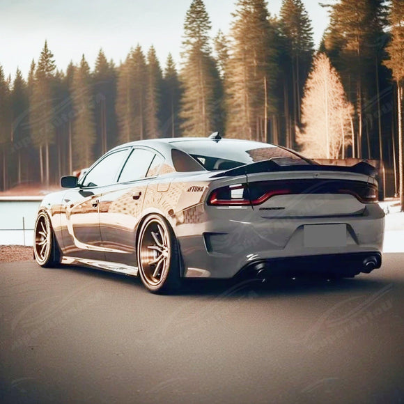 2018 Dodge Charger Gloss Black Rear Wickerbill Spoiler Add-on Decklid Flap and Rear Trunk Lip Spoiler Wing