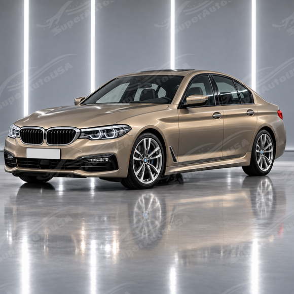 Direct side profile showcasing the sculpted M5-inspired body lines and widened lower rocker stance on a G30