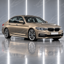 The completed motorsport-inspired exterior stance of a 2017-2023 BMW G30 5-Series with full M-Tech side panels