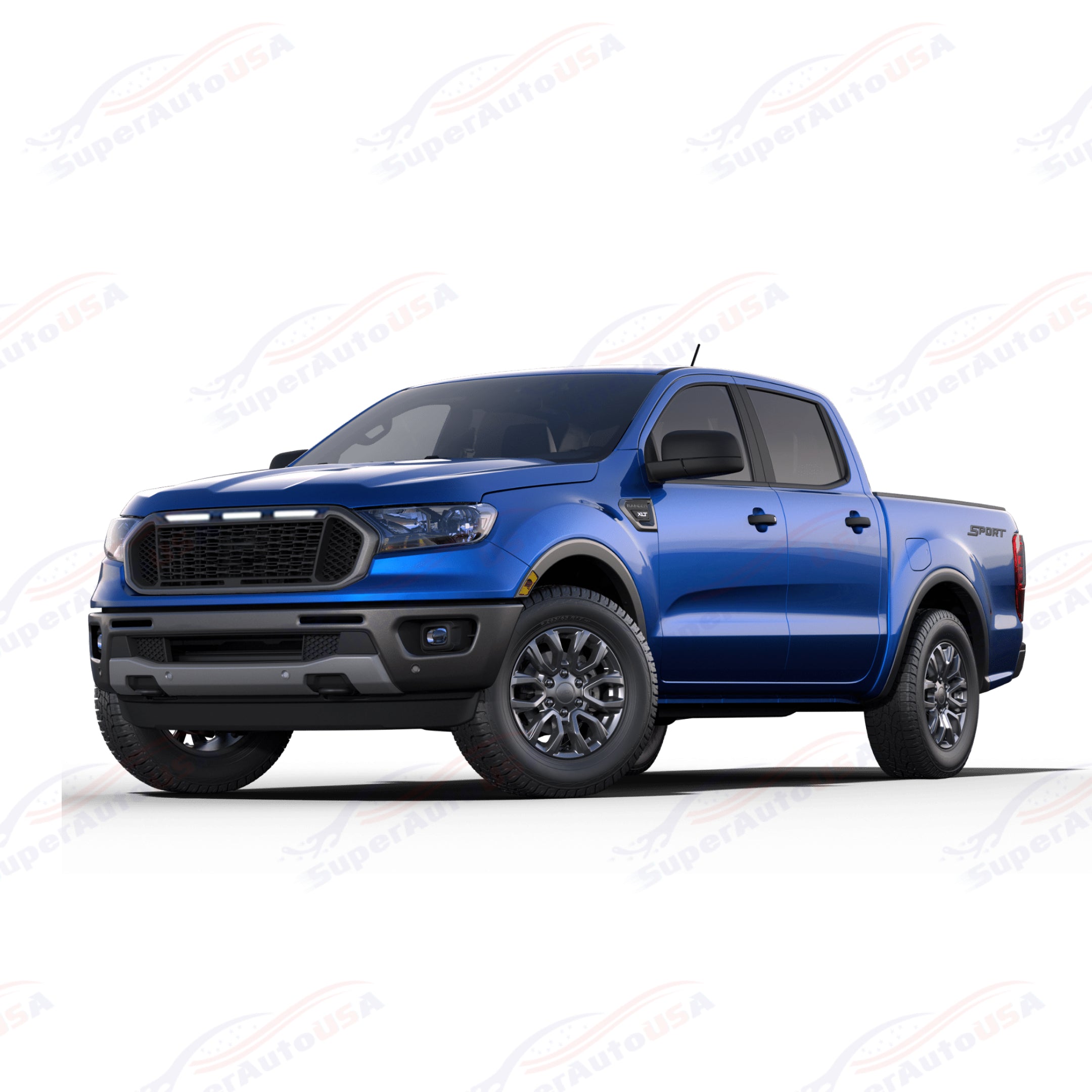 Se adapta a la rejilla frontal negra con luces LED Ford Ranger Raptor 2019-2021 estilo malla-4
