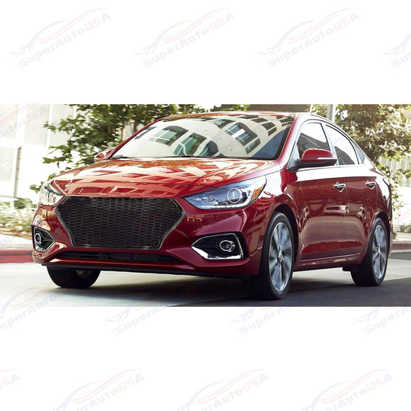 For 2018-2022 Accent Honeycomb Pattern Gloss Black Front Bumper Grille
