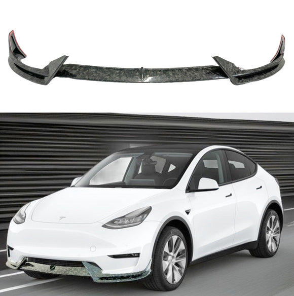 2021 Tesla Model Y Real Forged Carbon Fiber Front Lip Spoiler by SuperAutoUSA
