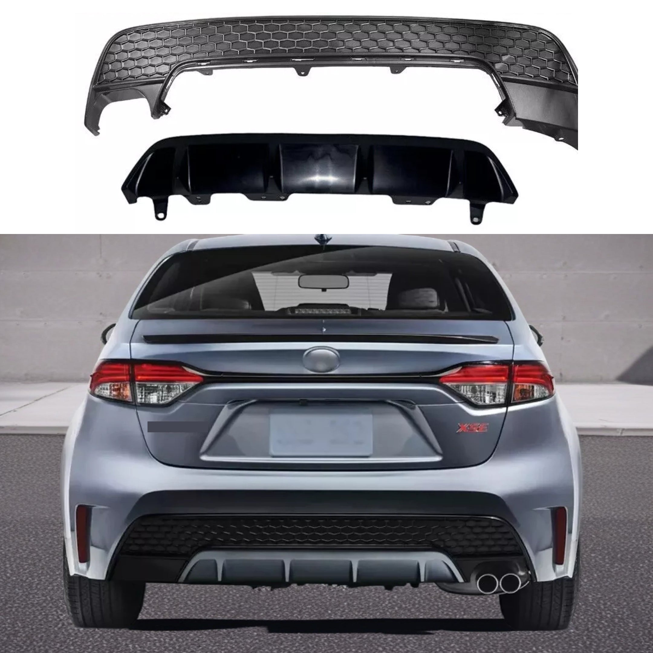 thumbnail image 2 of Rear Bumper Lower Honeycomb Cover For 2020-2022 Toyota Corolla SE XSE 1.8L 2.0L 2 of 5