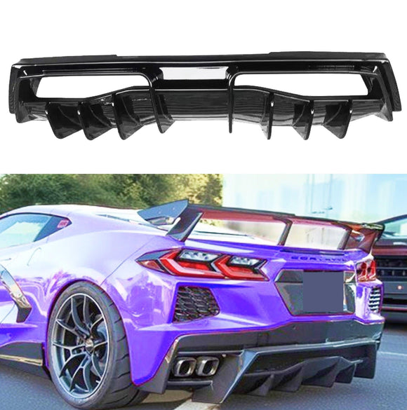 2022 Chevrolet Corvette C8 Shark Fin Style Gloss Black Rear Diffuser
