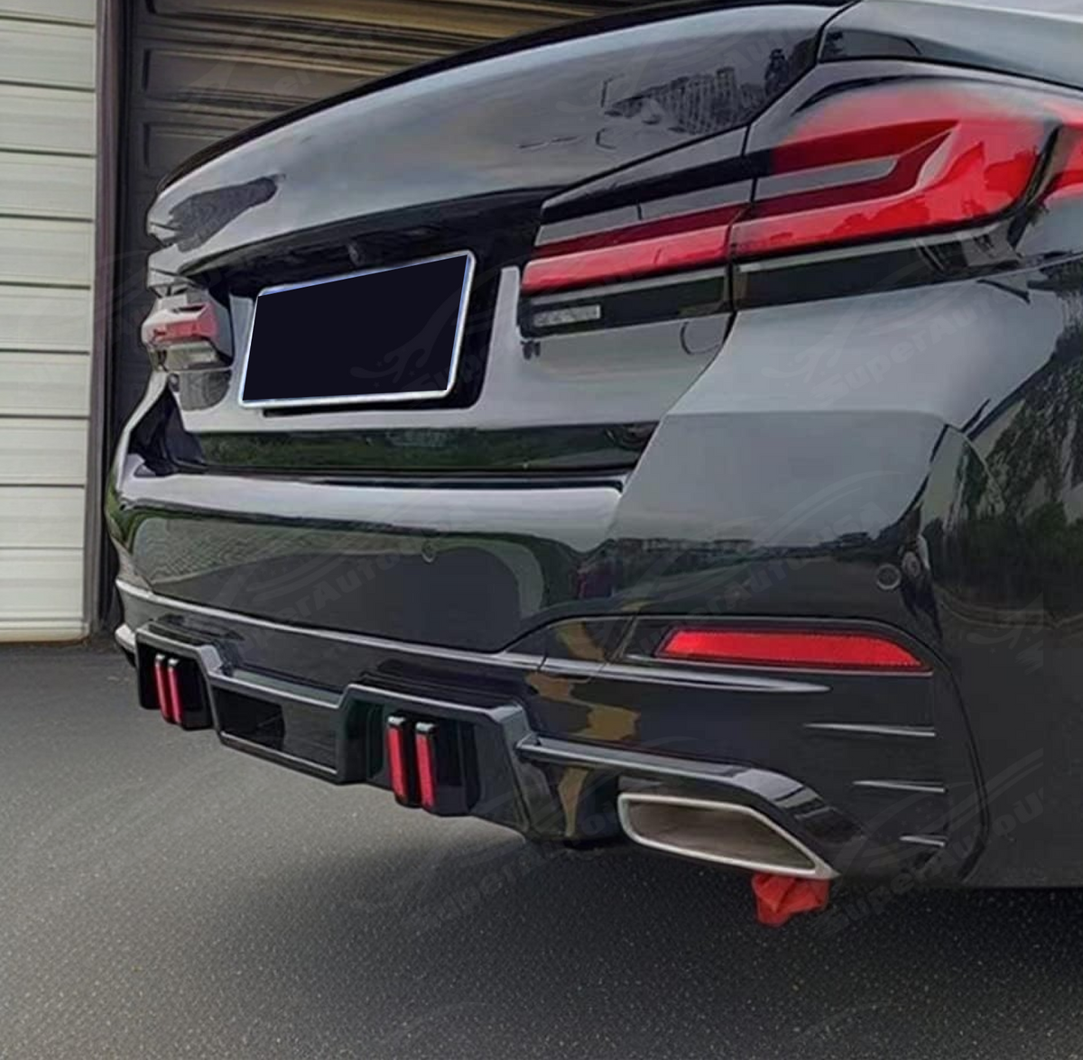 Rear Bumper Diffuser Lips Body Kits w/ LED Light Fits 2018-2023 BMW 5 ...