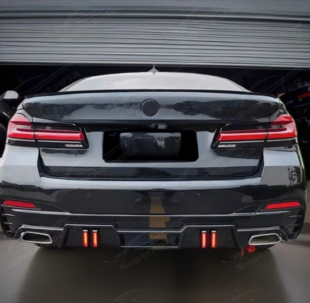 Rear Bumper Diffuser Lips Body Kits w/ LED Light Fits 2018-2023 BMW 5 ...