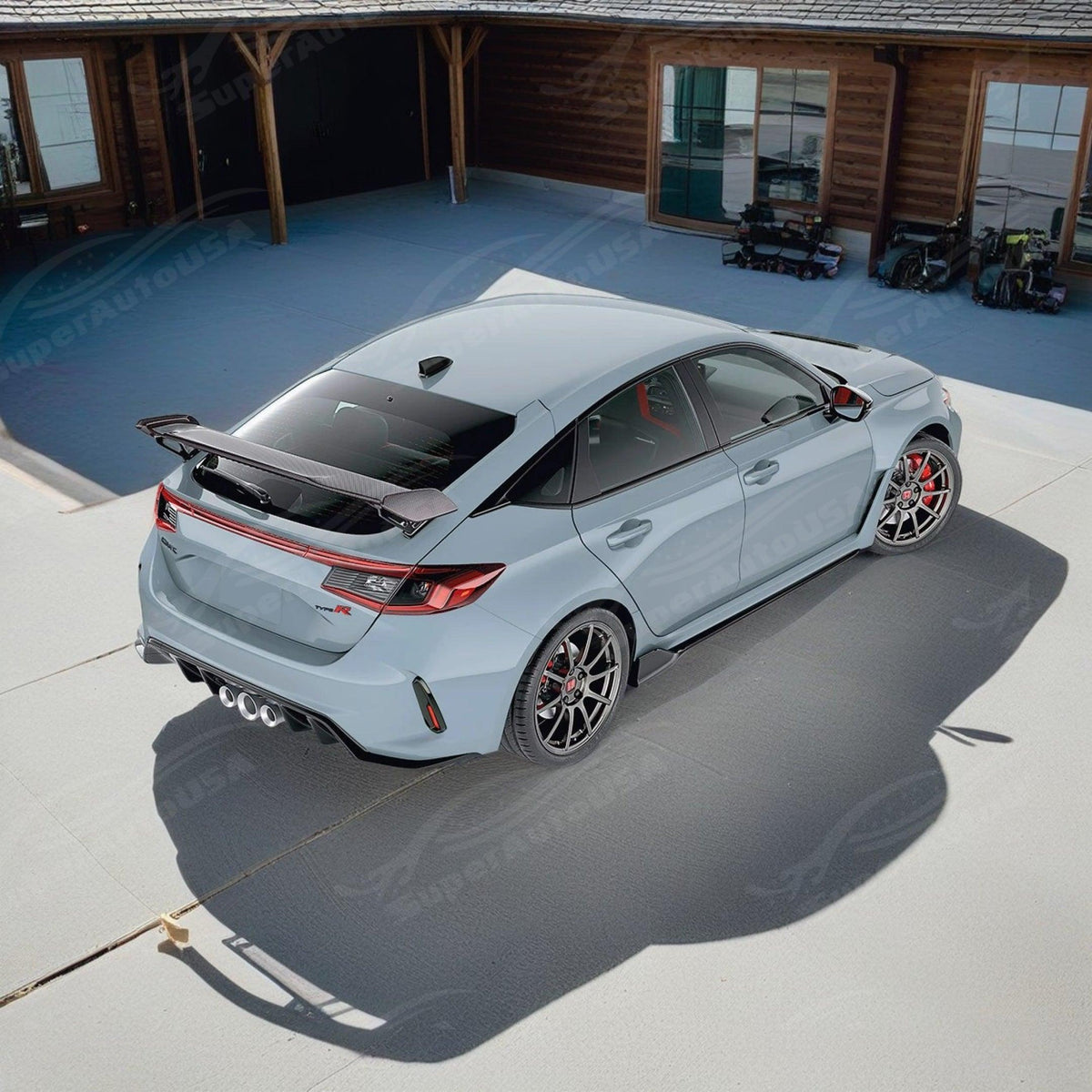 Gloss Black Trunk & Roof Spoiler Combo For 2022-2025 Civic Hatchback FL2 FL5