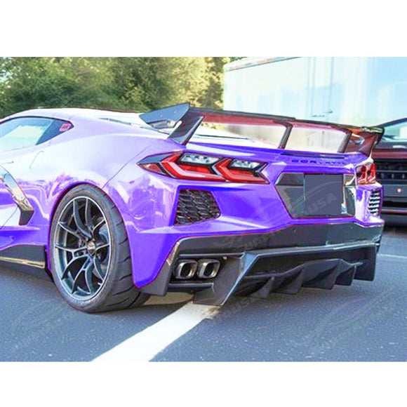 High-Quality Gloss Black Shark Fin Style Rear Diffuser for 2021 Chevrolet Corvette C8

