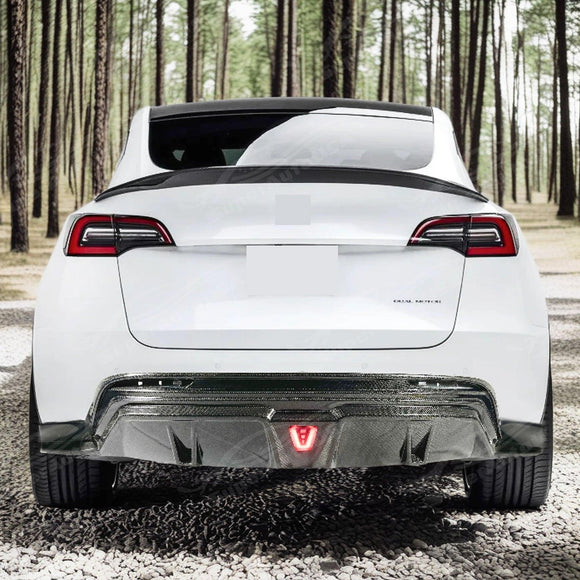 2025 Tesla Model Y Real Carbon Fiber Car & Truck Body Kit Rear Diffuser by SuperAutoUSA
