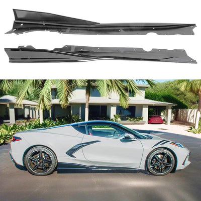 High-Quality Gloss Black Side Skirt Extensions for 2020 Corvette C8 by SuperAutoUSA
