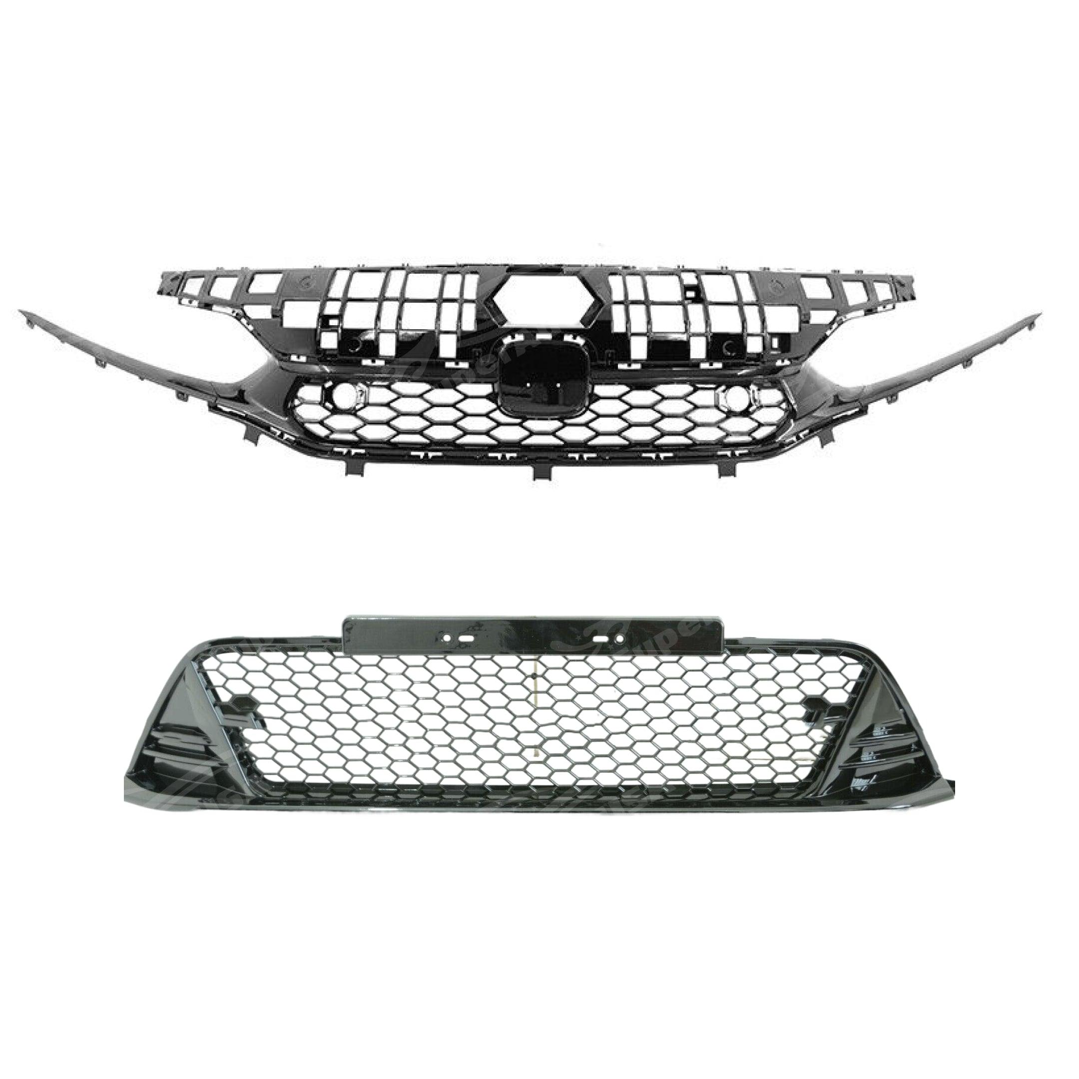 GD-AUTO Matte Black Front Bumper Lower Grille For 2022+ Honda Civic Sedan, Honeycomb Style
