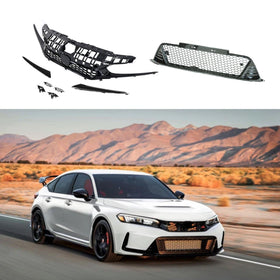 For 2022-24 Honda Civic Sedan Honeycomb Pattern Gloss Black Front Bumper Grille