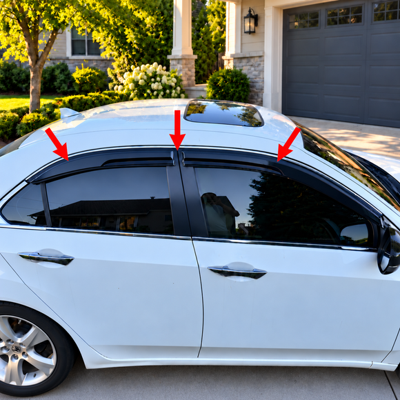 Fit 2009-2014 Acura TSX Chrome Trim Vent Window Rain Visors Wind Guards Shade Sun Deflectors