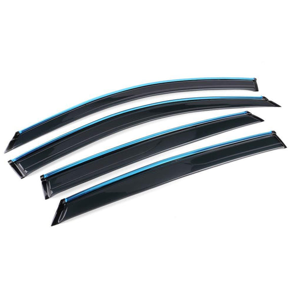 Fit 2013-2017 Subaru Crosstrek XV Clip-On Chrome Trim Vent Window Visors Rain Sun Wind Guards Shade Deflectors