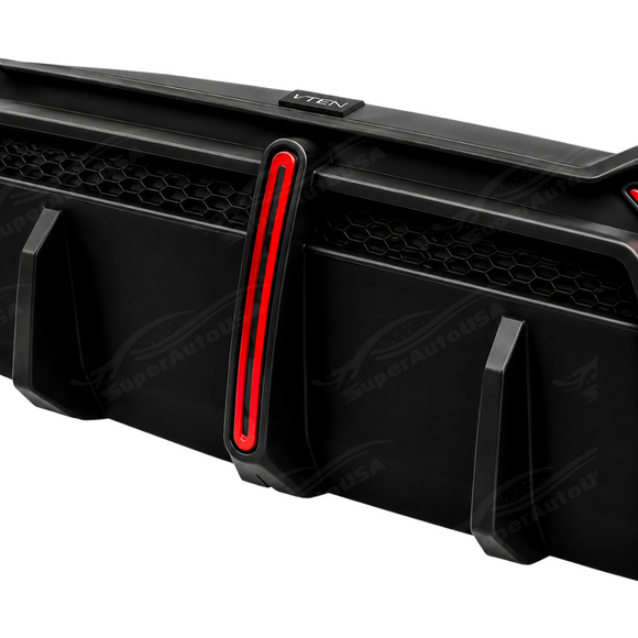 Detailed close-up showing the central LED light illuminated in brake/running light mode