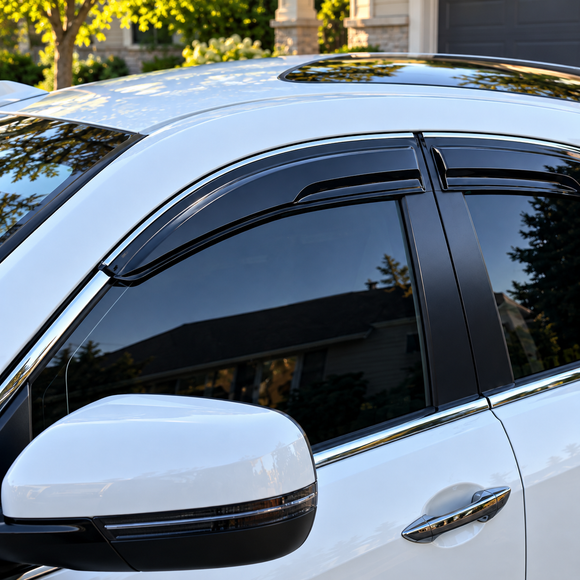 Fit 2009-2014 Acura TSX Chrome Trim Vent Window Rain Visors Wind Guards Shade Sun Deflectors