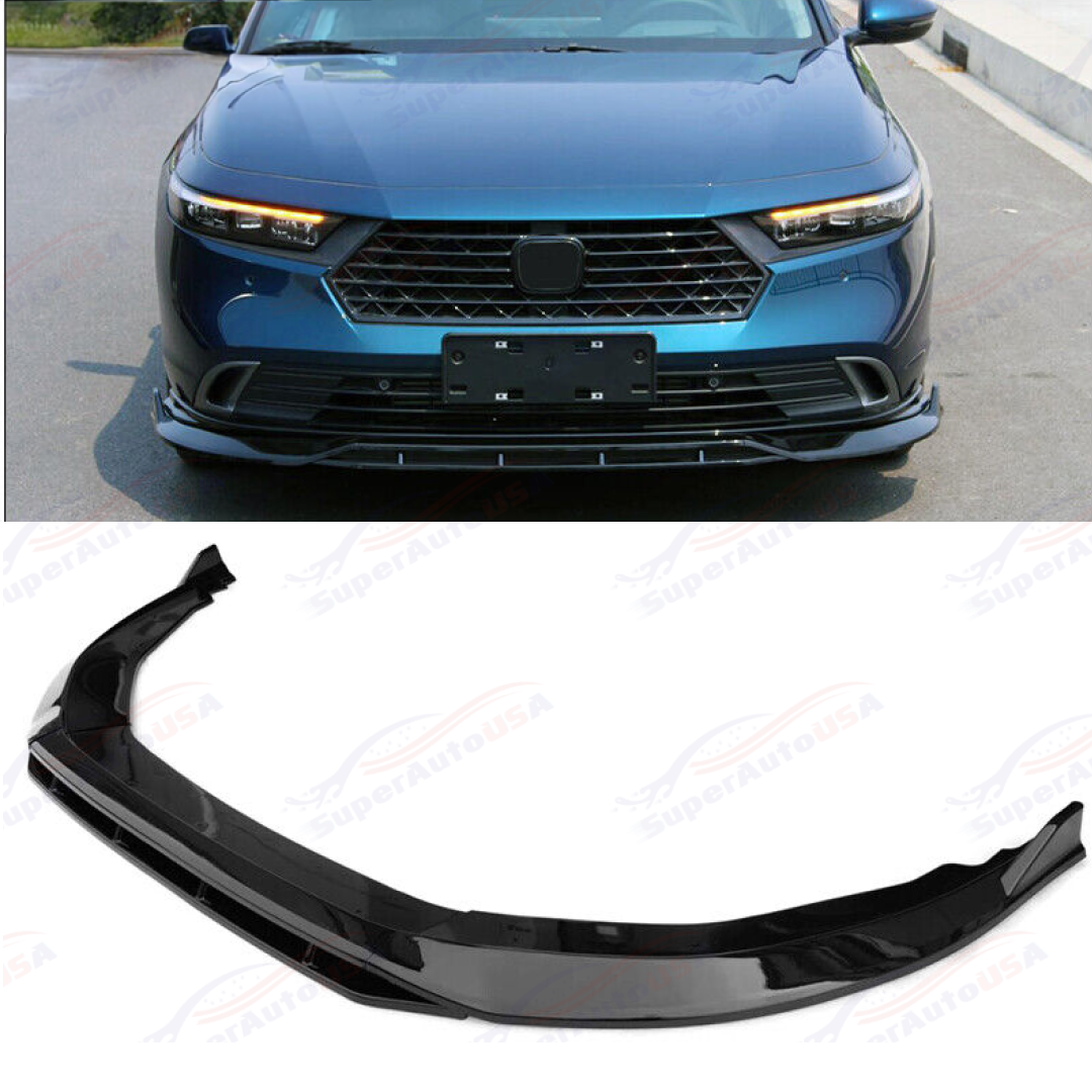 Fits 2023-Up Accord Gloss Black Competition Performance Style Front Bumper Lip - 0