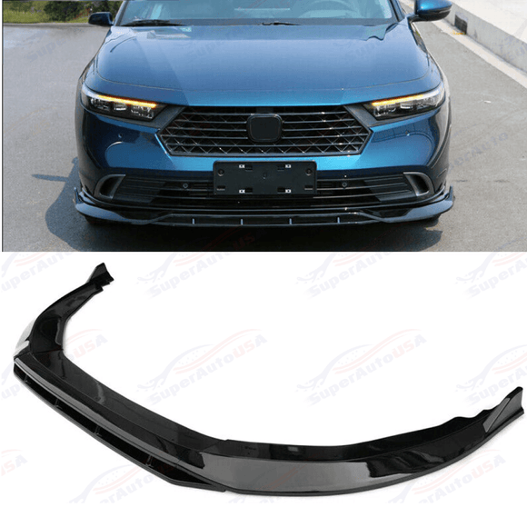 Fits 2023-Up Accord Gloss Black Competition Performance Style Front Bumper Lip