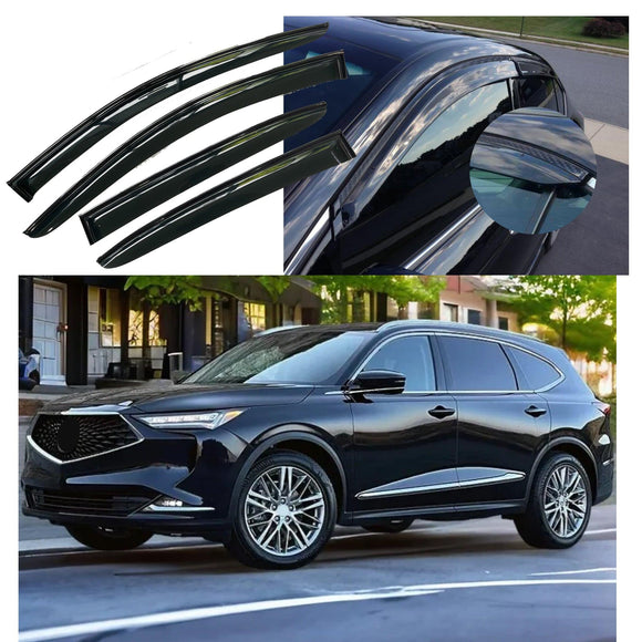 Fits Acura MDX 2022-24 Carbon Fiber Print Trims Sun Rain Guards Window Visors