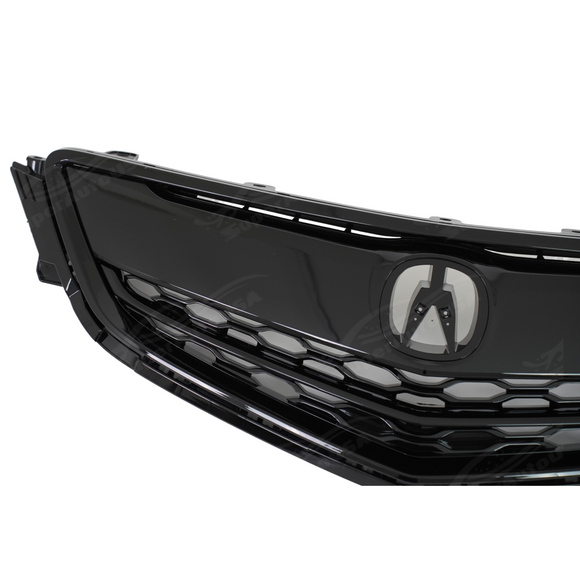 Detailed shot of the UV-resistant high-gloss coating on the SuperAutoUSA TLX front grille