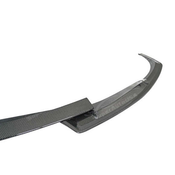 Uninstalled Type S style carbon fiber front splitter, top view