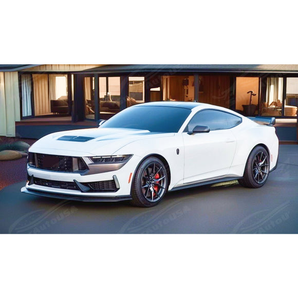 Premium Dark Horse Front Bumper Cover and Rear Bumper Diffuser Kit for Mustang GT Coupe 2024.
