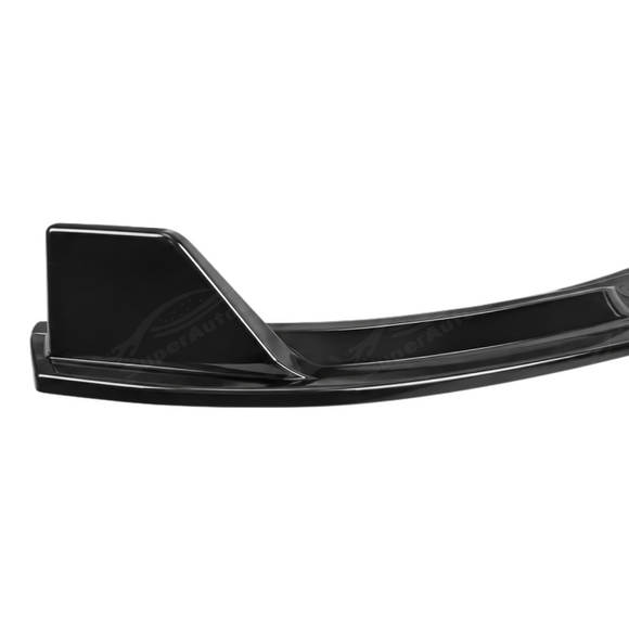 Reflective UV-resistant high-gloss top coat on the VTEN front splitter under outdoor sunlight
