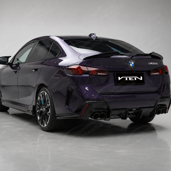 Close-up view showing the mirror-finish gloss black clear coat on the SuperAutoUSA wing blade
