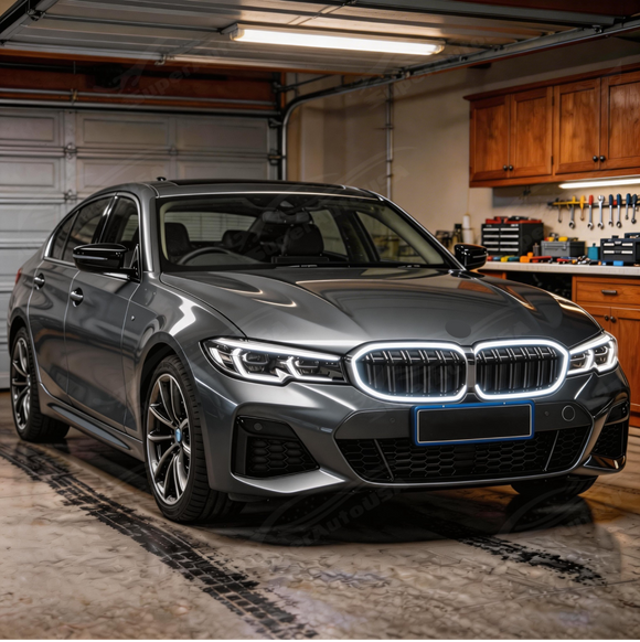 Detailed shot of the UV-resistant high-gloss black coating on the SuperAutoUSA G20 kidney grille