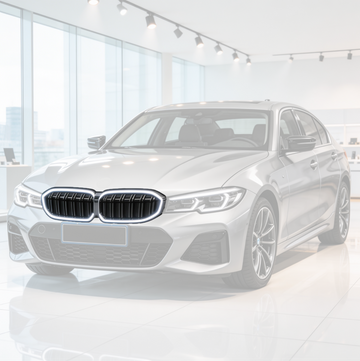 SuperAutoUSA gloss black double-slat LED illuminated grille glowing on a 2023 BMW 3 Series G20