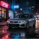 High-intensity LED perimeter glow of the SuperAutoUSA illuminated double-slat grille at night