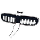 Standalone view of the uninstalled SuperAutoUSA gloss black illuminated kidney grille for BMW 3 Series
