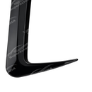 Close-up view showing the mirror-finish gloss black clear coat on the SuperAutoUSA front bumper canards